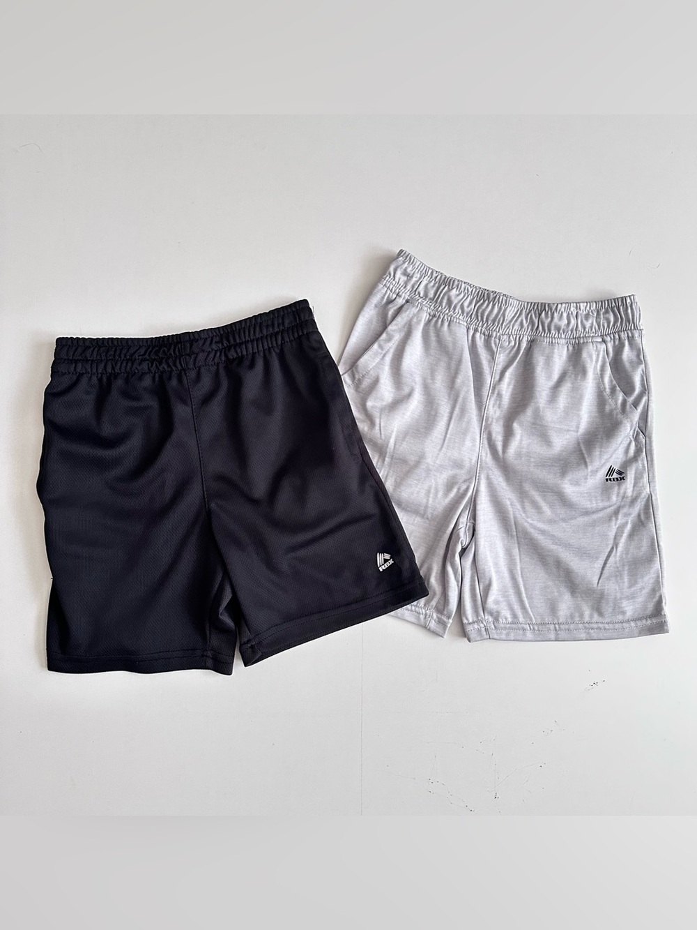RBX Dual-Pack Elastic Waist Shorts — Black & Light Gray Size 7